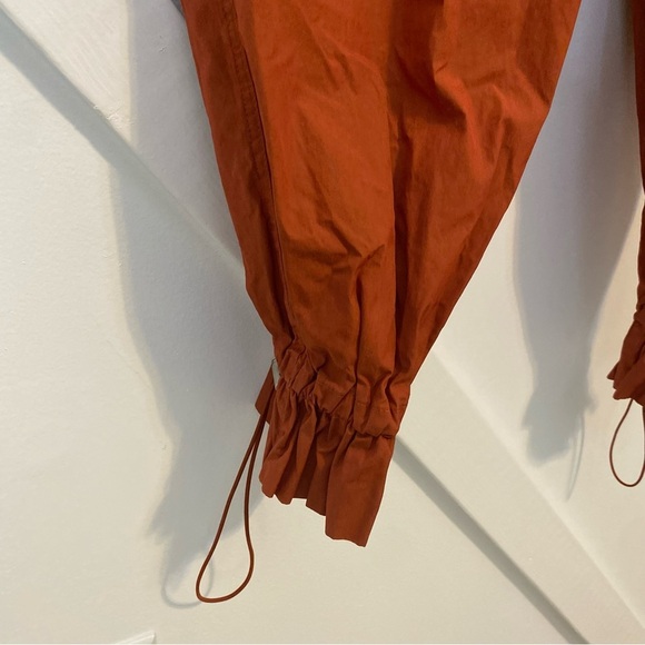Drae Pleated High Waisted Cinch Ankle Baggy Nylon Cargo Pants Rust Orange Sz M - Picture 6 of 12